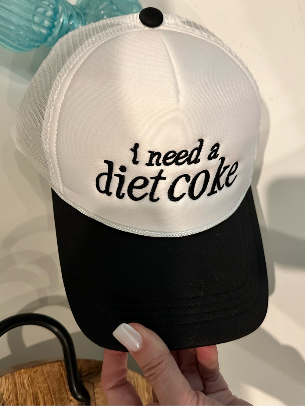 I Need a Diet Coke Trucker Hat - White & Black - Picture 4 of 6